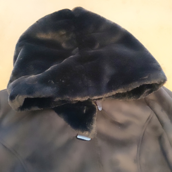 Dennis Basso black plush faux fur coat with hood size Small - Picture 10 of 15